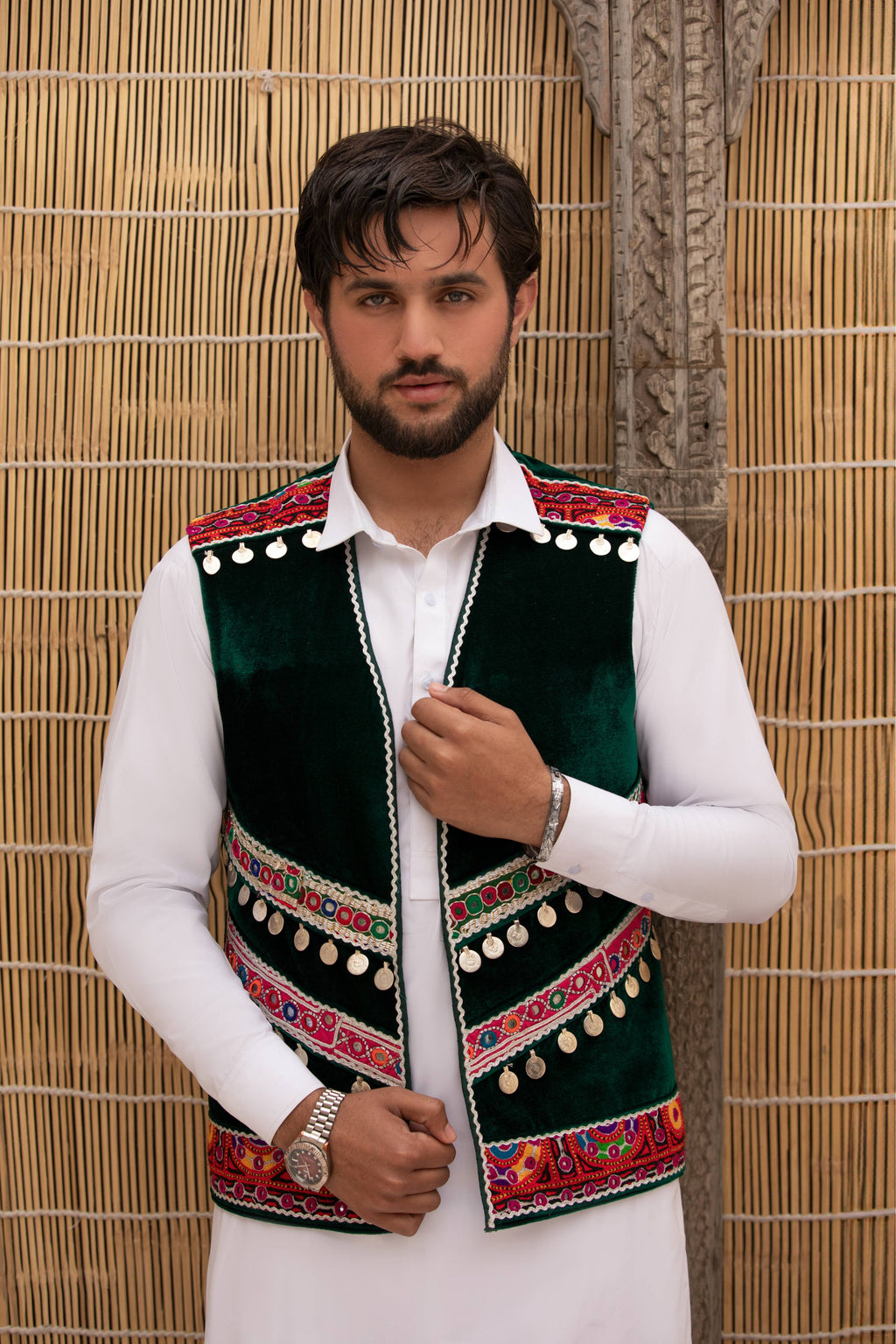 Dark Green Men Waistcoat