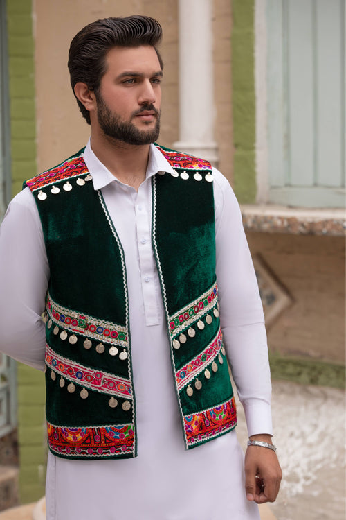 Dark Green Men Waistcoat