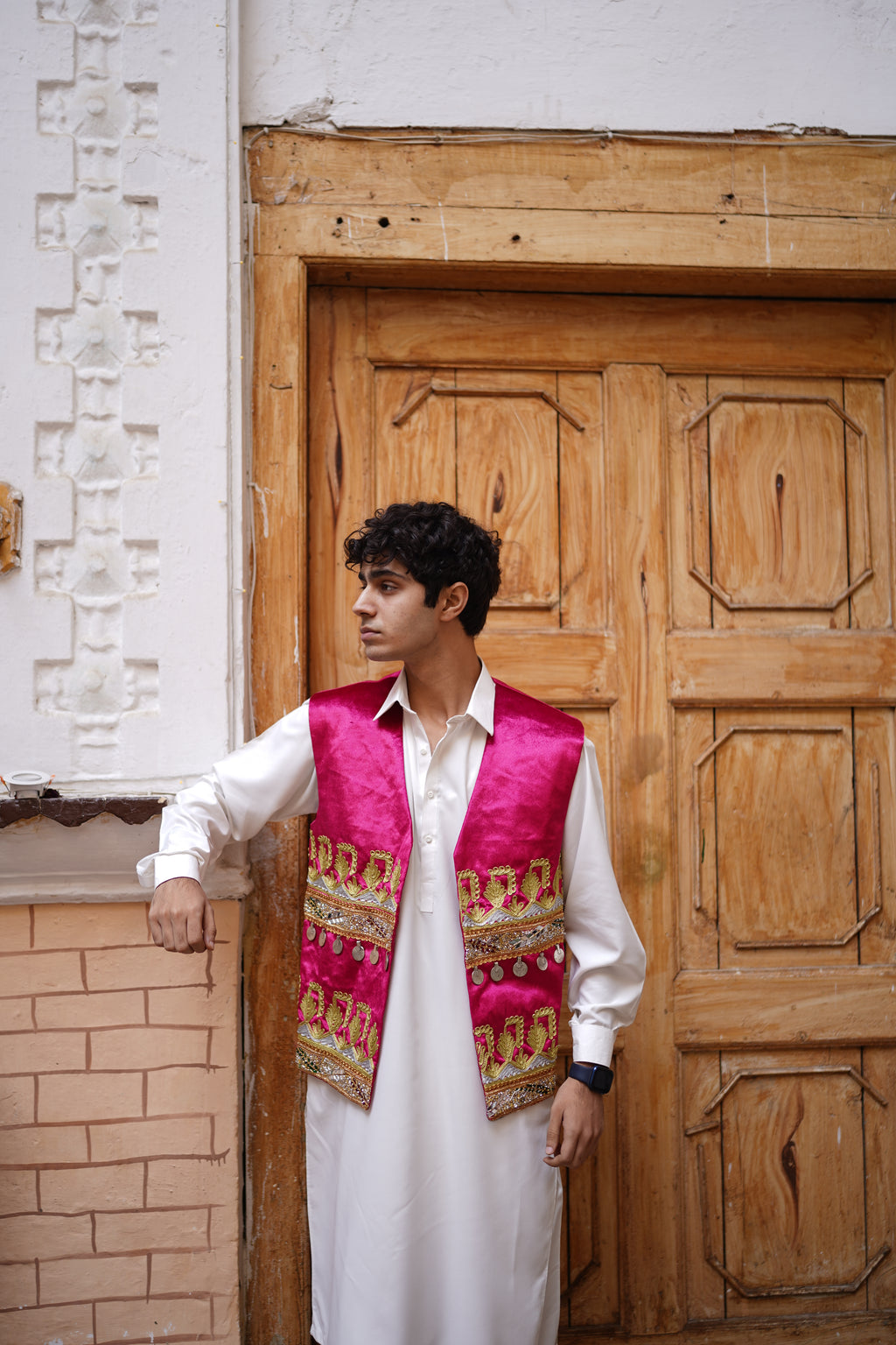 Men Pink Waistcoat