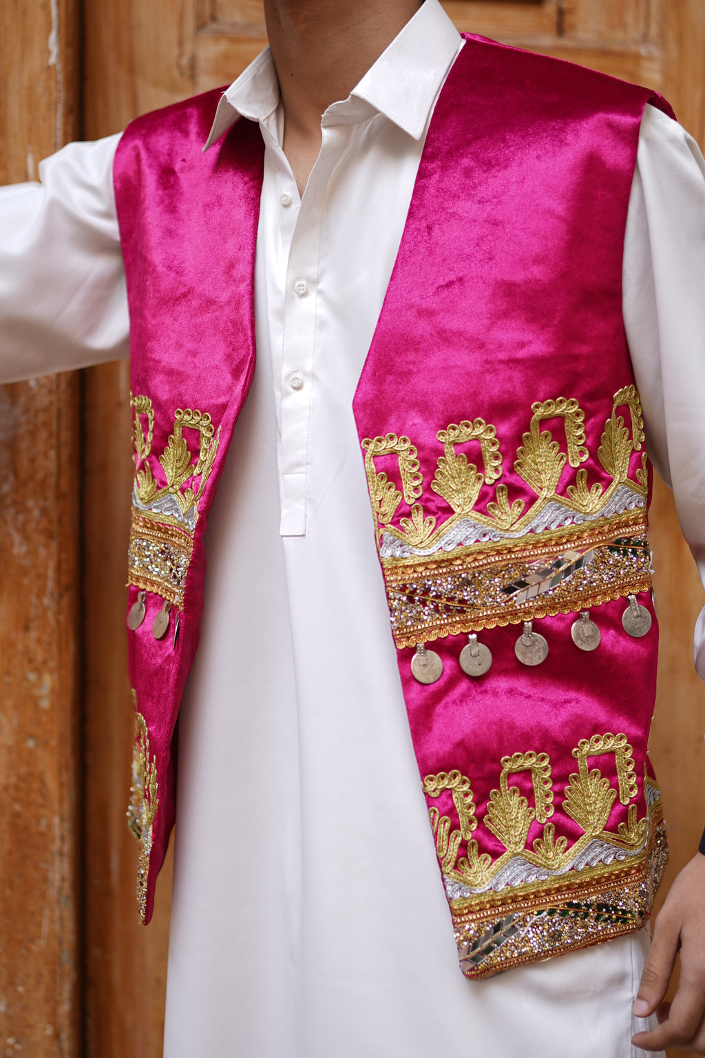 Men Pink Waistcoat