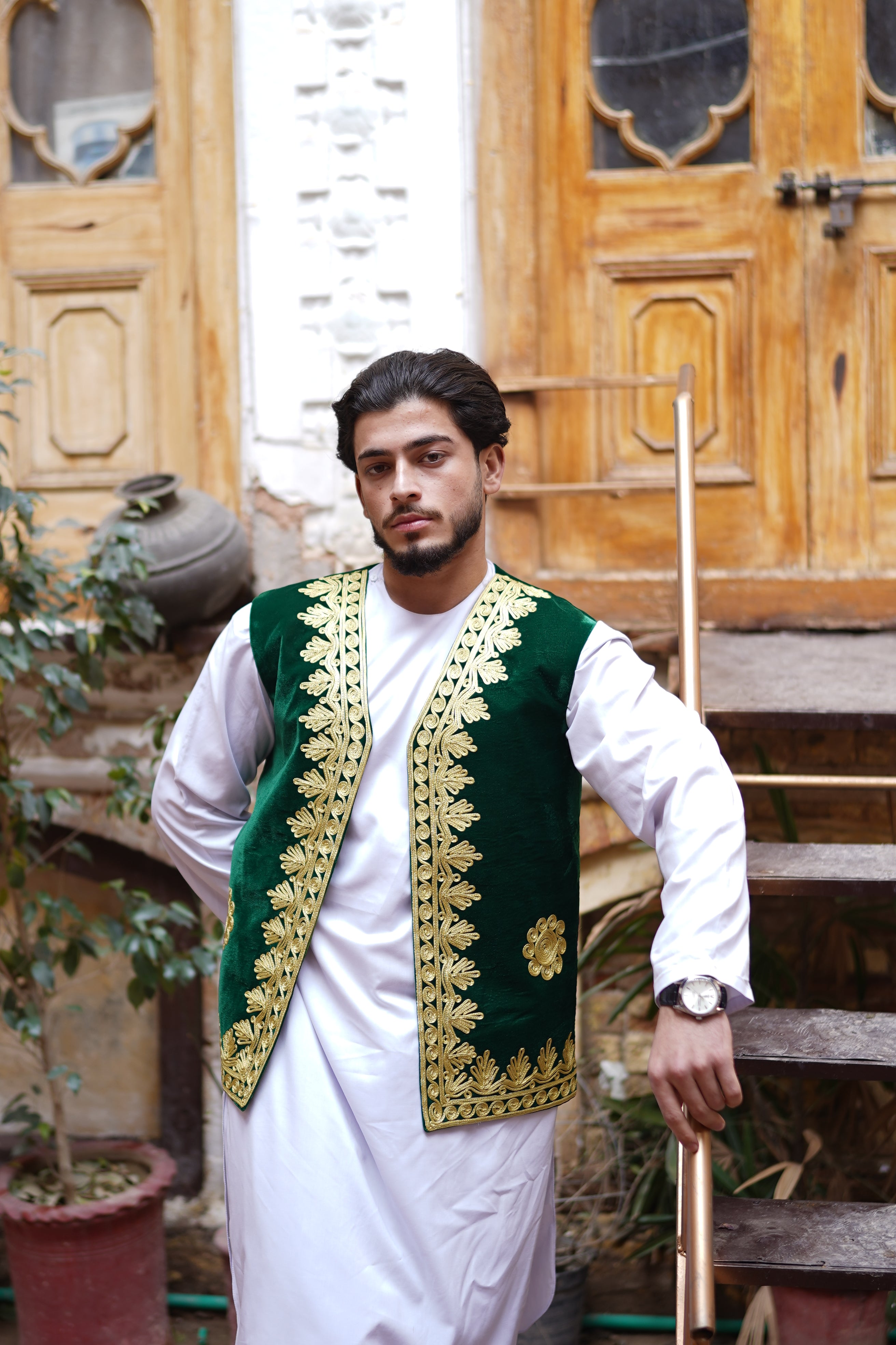 Men Green Waistcoat