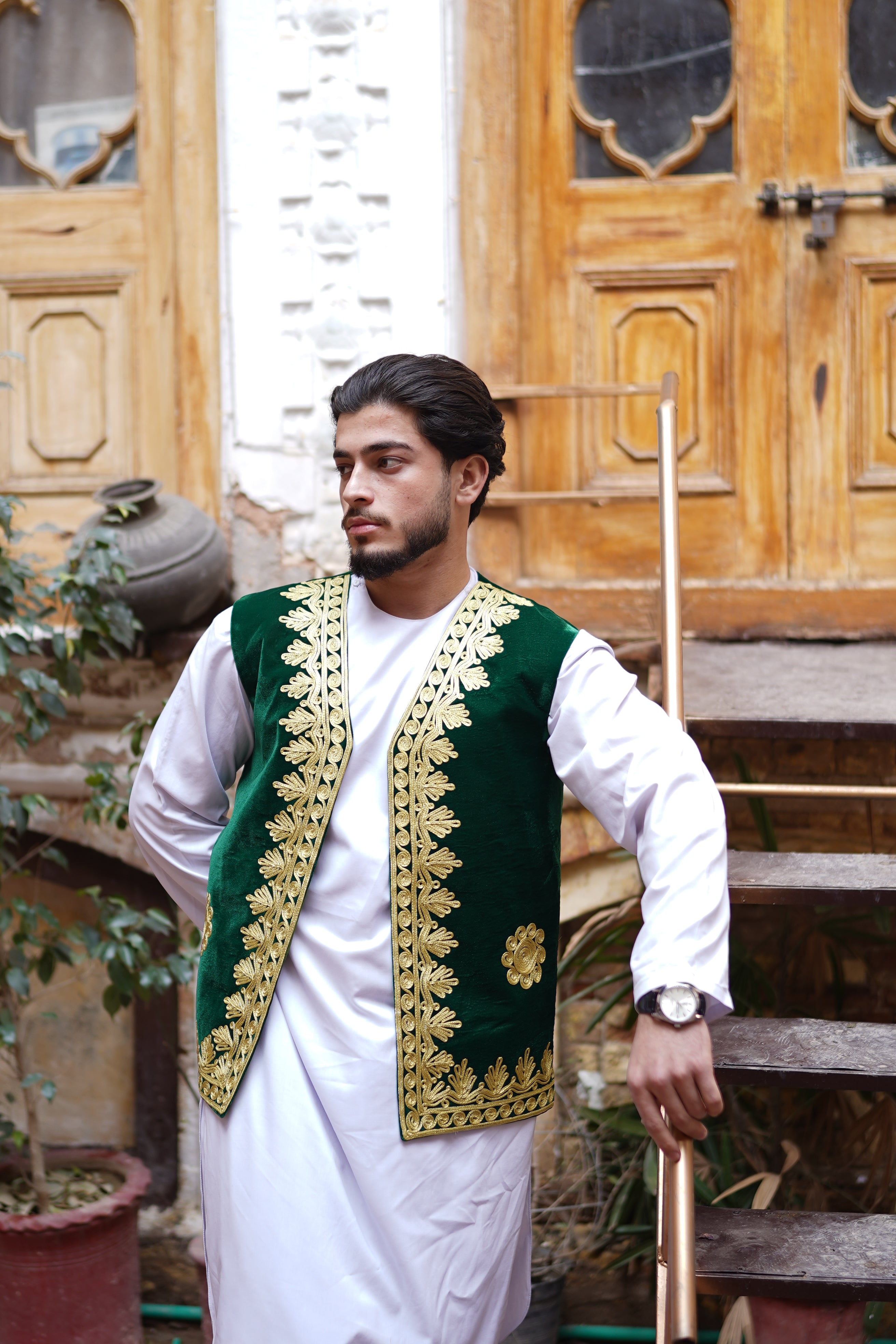 Men Green Waistcoat
