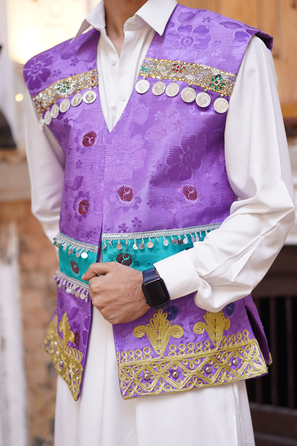 Men Purple Waistcoat