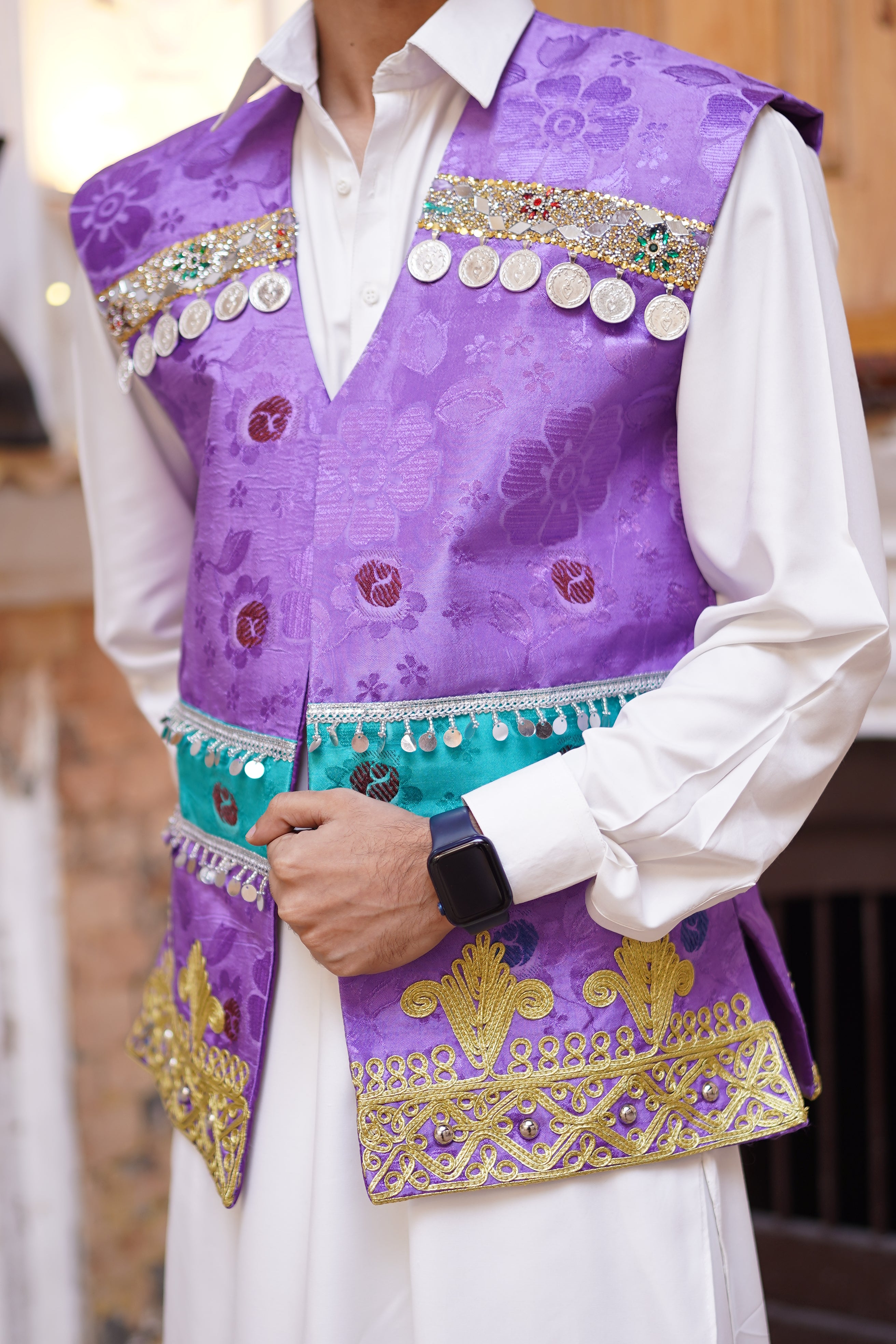 Men Purple Waistcoat